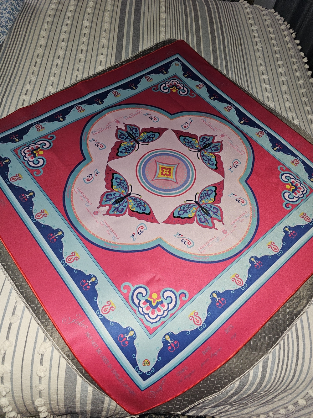 Vibrant Pink Butterfly Mahjong Mat